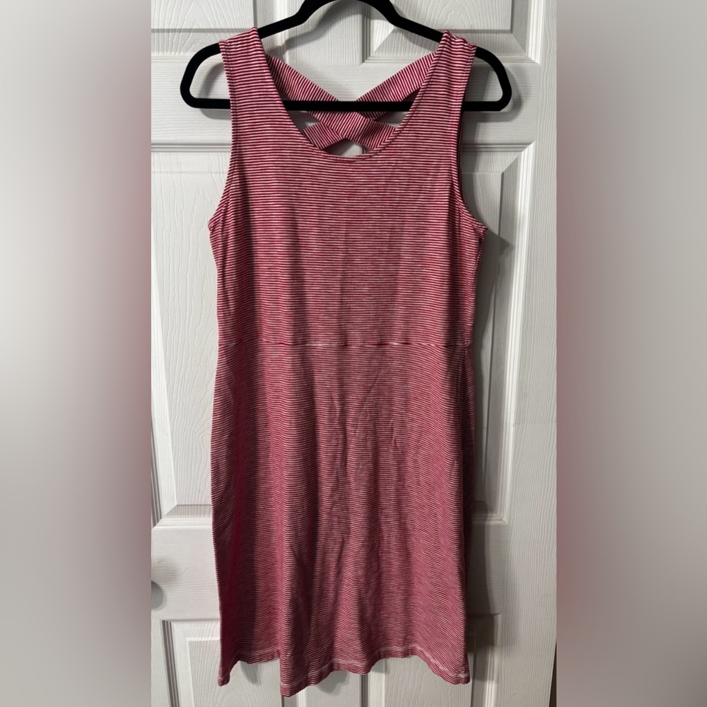 Talbots Hello Saturday Dress Women Lg Stripe Cross Back Sleeveless Beachy Resort